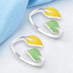 Load image into Gallery viewer, Taraash Top Openable Leaf with Multicolour Enamel 925 Silver Toe Ring for Women