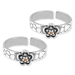 Load image into Gallery viewer, Taraash Sterling Silver Flower Design Orange CZ Toe Ring For Women