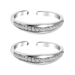 Load image into Gallery viewer, 925 Sterling Silver CZ Adjustable Band with Heart Detailing Toe Ring for Women
