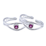 Load image into Gallery viewer, 925 Sterling Silver Pink CZ Bezel Setting Band Toe Rings for Women