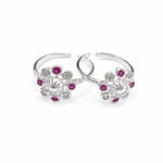 Load image into Gallery viewer, 925 Sterling Silver Floral CZ Design Adjustable Toe Ring for Women