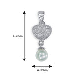 Taraash Sterling Silver CZ Adorn Heart With Pearl Pendant For Women PD2100R