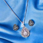 Load image into Gallery viewer, 925 Sterling Silver Oxidized Drop Shape Design with CZ Jewelry Set for Women