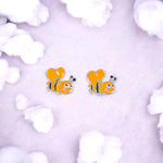 Load image into Gallery viewer, 925 Sterling Silver Honey Bee Enamel Silver Stud Earring for Girls