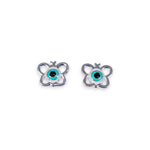 Load image into Gallery viewer, 925 Sterling Silver Butterfly Evil Eye Enamel Stud Earrings for Girls