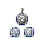Load image into Gallery viewer, 925 Sterling Silver Blue Baguette Stone Jewelry Set for Women