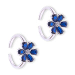 Load image into Gallery viewer, 925 Sterling Silver Floral Blue CZ Adjustable Toe Rings for Women