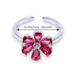 Load image into Gallery viewer, 925 Sterling Silver Pink Floral CZ Adjustable Toe Ring for Women