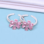 Load image into Gallery viewer, 925 Sterling Silver Adjustable Floral Baby Pink Toe Rings for Women