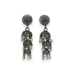 Load image into Gallery viewer, Taraash Sterling Silver Floral Style Green Bead Jhumkis For Women UMAE136