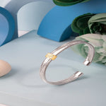 Load image into Gallery viewer, Blisse Allure Elegant Gold Woven Cuff Bracelet with Diamond Accent - Taraash