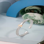 Load image into Gallery viewer, Blisse Allure Elegant Rose Gold Woven Cuff Bracelet with Diamond Accent - Taraash