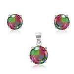 Load image into Gallery viewer, Rainbow Collection Taraash 925 Sterling Silver Multicolor Round Shape CZ Pendant Set For Women - Taraash