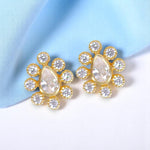 Load image into Gallery viewer, Taraash 925 Sterling Silver Elegant Gold Cz Tear Drop Shape Stud Earrings for Women - Perfect Valentine?ÇÖs Day Gift - Taraash