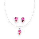 Load image into Gallery viewer, Taraash Pink Enamel Ice Cream Cone 925 Sterling Silver Chain Pendant with Stud Earrings Set for Girls |925 Stamped with Certificate of Authenticity - Taraash