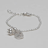 Blisse Allure 925 Sterling Silver Bracelet With Heart Charm And Pearl Drops - Taraash