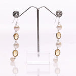 Load image into Gallery viewer, Blisse Allure 925 Sterling Silver Citrine and Pearl Dangler Earrings For Women - Taraash