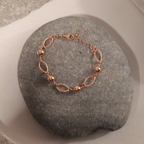 Blisse Allure Rose Gold Fancy Pear Shaped Link Bracelet - Taraash