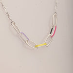 Load image into Gallery viewer, Blisse Allure Silver Enamelled Link Necklace - Taraash