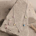 Load image into Gallery viewer, Blisse Allure Sterling Silver Multi Stone Studded Charms Necklace Set - Taraash