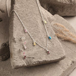 Load image into Gallery viewer, Blisse Allure Sterling Silver Multi Stone Studded Charms Necklace Set - Taraash