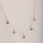 Load image into Gallery viewer, Blisse Allure Sterling Silver Multi Stone Studded Star Charms Necklace Set - Taraash