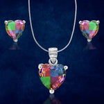 Load image into Gallery viewer, Rainbow Collection Taraash 925 Sterling Silver Heart CZ Jewellery Set For Women - Taraash