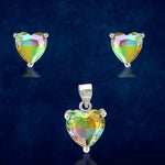Load image into Gallery viewer, Rainbow Collection Taraash 925 Sterling Silver Heart Shape Multicolor Cz Pendant Set For Women - Taraash