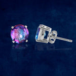 Load image into Gallery viewer, Rainbow Collection Taraash 925 Sterling Silver Multicolor Cz Round Shape Earrings For Women - Taraash