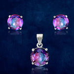 Load image into Gallery viewer, Rainbow Collection Taraash 925 Sterling Silver Multicolor Cz Round Shape Pendant Set For Women - Taraash