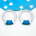 Load image into Gallery viewer, Taraash 925 Silver Blue Enamel Hoop Earrings For Women - Taraash