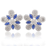 Load image into Gallery viewer, Taraash 925 Silver Floral Design Blue White CZ Pendant Set For Women - Taraash