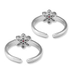 Load image into Gallery viewer, Taraash 925 Silver Floral Designer White Pink CZ Toe Ring - Taraash