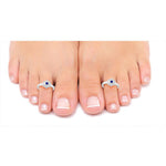 Load image into Gallery viewer, Taraash 925 Silver Floral White Blue CZ Toe Ring For Women - Taraash
