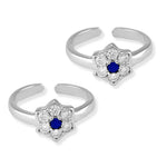 Load image into Gallery viewer, Taraash 925 Silver Floral White Blue CZ Toe Ring For Women - Taraash