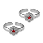 Load image into Gallery viewer, Taraash 925 Silver Floral White Pink CZ Toe Ring For Women - Taraash