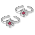 Load image into Gallery viewer, Taraash 925 Silver Floral White Pink CZ Toe Ring For Women - Taraash