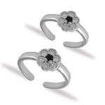Load image into Gallery viewer, Taraash 925 Silver Flower White Black Toe Ring For Women - Taraash