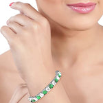 Load image into Gallery viewer, Taraash 925 Silver Green and White Cz Matrix Tennis Bangles (Set of 2) - Taraash
