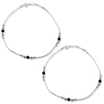 Load image into Gallery viewer, Taraash 925 Sterling Silver Black And Silver Beaded Fancy Chain Anklet For Women - Taraash
