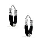Load image into Gallery viewer, Taraash 925 Sterling Silver Black Enamel Hoops For Girls - Taraash