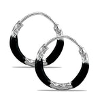 Load image into Gallery viewer, Taraash 925 Sterling Silver Black Enamel Hoops For Girls - Taraash