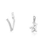 Load image into Gallery viewer, Taraash 925 Sterling Silver Couple Alphabet Pendants "V" and "A" Initial Letter Pendants - Taraash