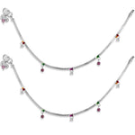 Load image into Gallery viewer, Taraash 925 Sterling Silver CZ Charm Traditional Anklet / Payal For Women - Taraash