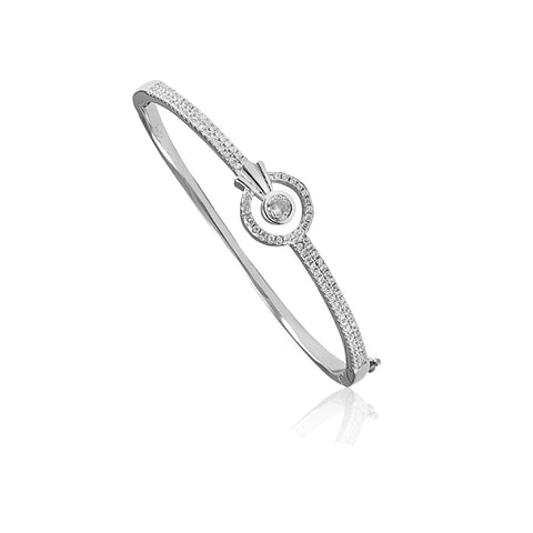 Taraash 925 Sterling Silver CZ stone studded Bangle For Womens Girls Wife Valentine Day Gift - Taraash