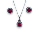 Load image into Gallery viewer, Taraash 925 Sterling Silver Dark Pink CZ Jewellery Set For Women - Taraash