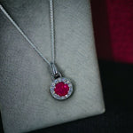 Load image into Gallery viewer, Taraash 925 Sterling Silver Dark Pink CZ Pendant Chain For Women - Taraash