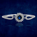 Load image into Gallery viewer, Taraash 925 Sterling Silver Fancy Flower Bangle With Blue And White CZ For Women - Taraash