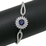 Load image into Gallery viewer, Taraash 925 Sterling Silver Fancy Flower Bangle With Blue And White CZ For Women - Taraash