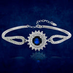 Load image into Gallery viewer, Taraash 925 Sterling Silver Fancy Flower Bangle With Blue And White CZ For Women - Taraash